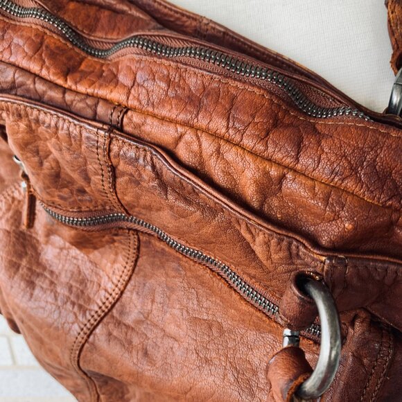 Spikes & Sparrow Brandy Brown Leather Shoulder Bag Purse Boho Distressed - Picture 6 of 8